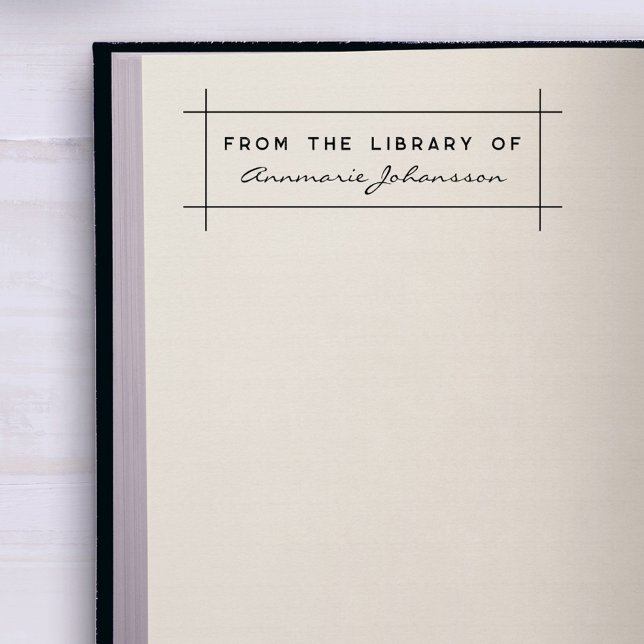 Simple Modern From The Library Custom Name Book Rubber Stamp (Creator Uploaded)