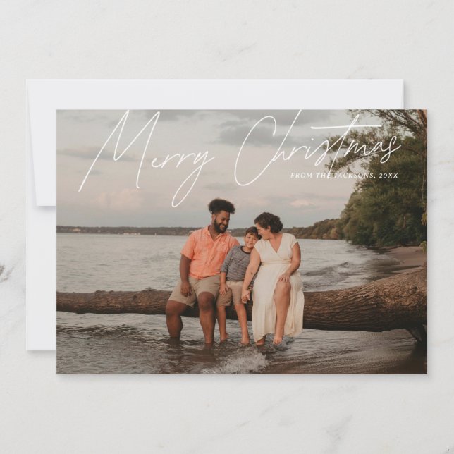 Simple Modern Full-Bleed Merry Christmas Holiday Card (Front)