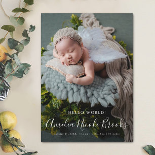 Simple Modern Full Photo Baby Birth Announcement