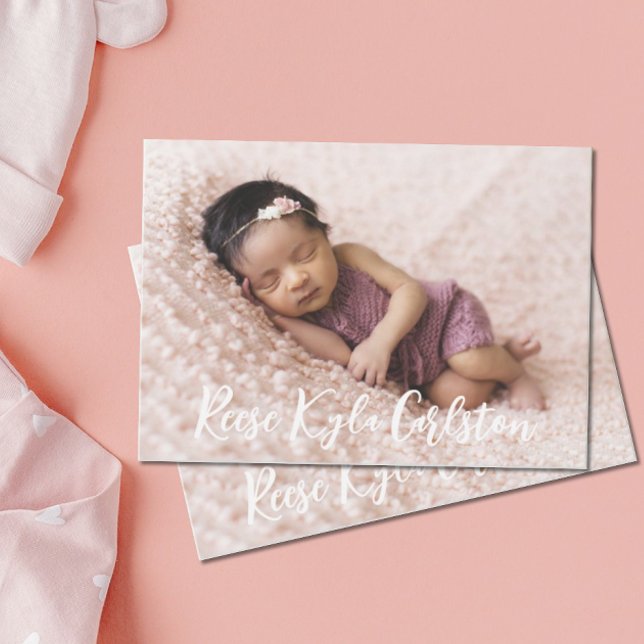 Simple Modern Full Photo Birth Announcement (Creator Uploaded)