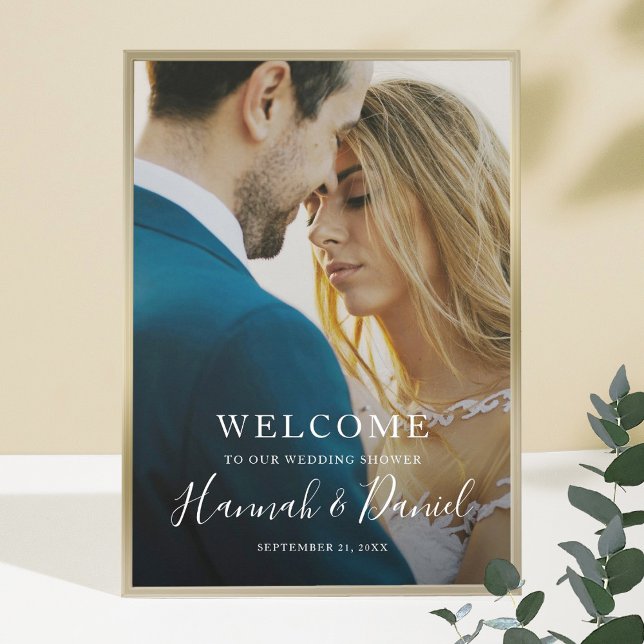 Simple Modern Full Photo Couple's Shower Welcome Poster (Creator Uploaded)