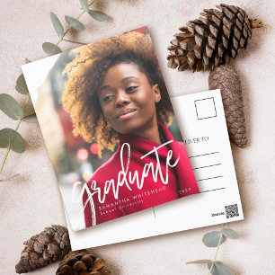 Simple Modern Full Photo Graduate Announcement Postcard