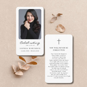 Simple Modern Funeral Memorial Prayer Photo Card