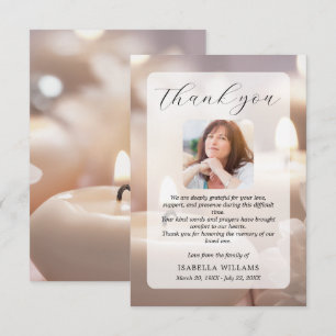 Simple Modern Funeral Sympathy Memorial Photo Than Thank You Card