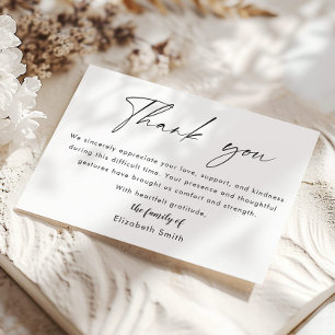 Simple Modern Funeral Thank you Card