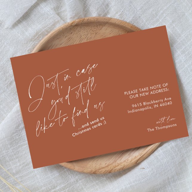 Simple Modern Funny Terracotta Rust Moving Announcement (Creator Uploaded)