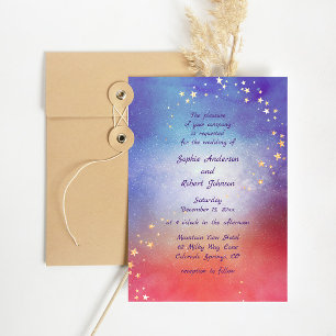 Simple Modern Galaxy Space Stars Wedding Invitation