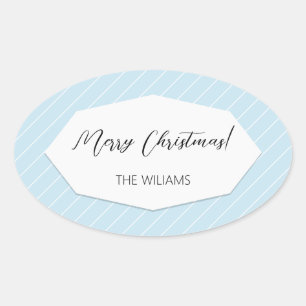 Simple Modern Geometric Blue Oval Sticker
