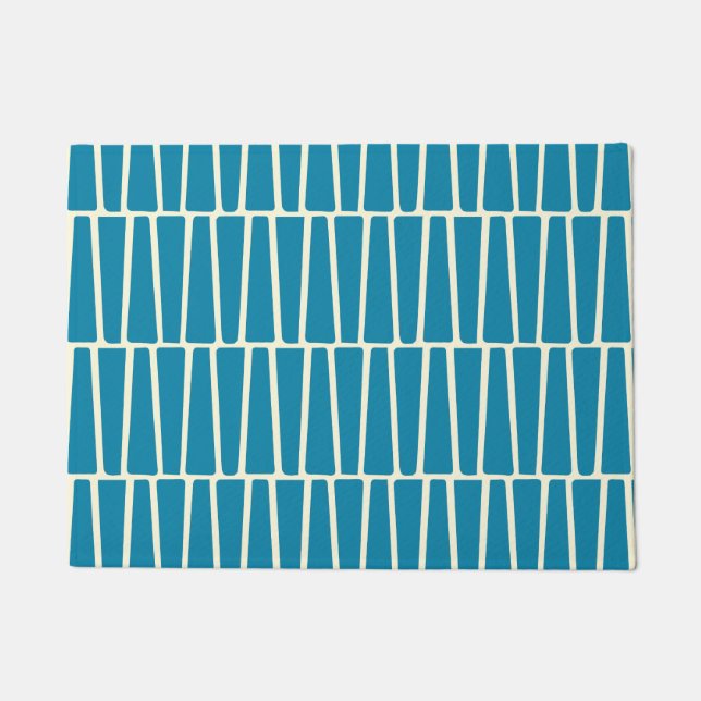Simple Modern Geometric Blue Yellow Pattern Doormat (Front)