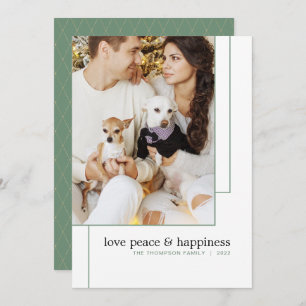 Simple Modern Geometric Line Green Photo Holiday Card