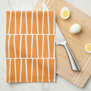 Simple Modern Geometric Orange Pattern Tea Towel