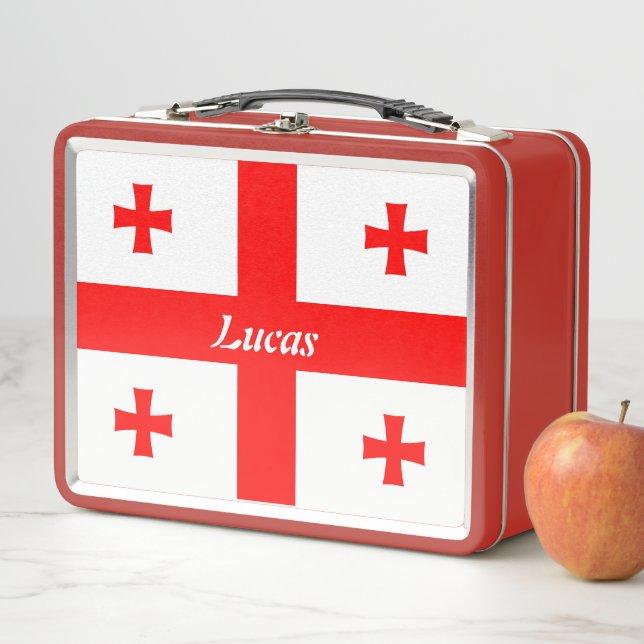 Simple Modern Georgia Flag Nation school Souvenir Metal Lunch Box (In Situ)