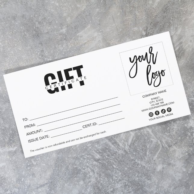 simple modern gift card certificate add logo (Creator Uploaded)