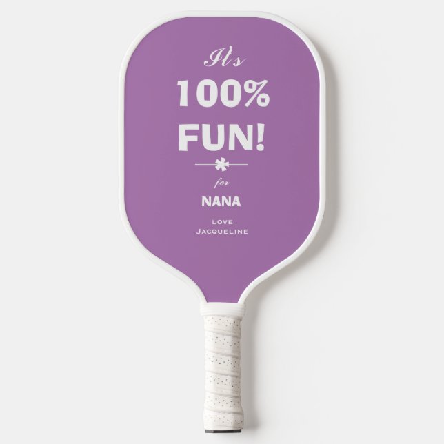 Simple Modern GIFT FOR NANA Chic Script Fun Purple Pickleball Paddle (Front)
