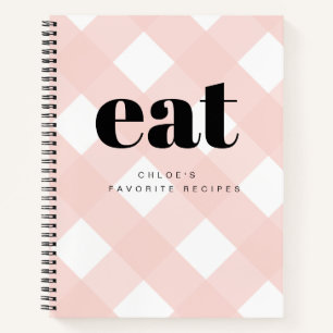 Simple Modern Gingham Blush Blank Recipe Book
