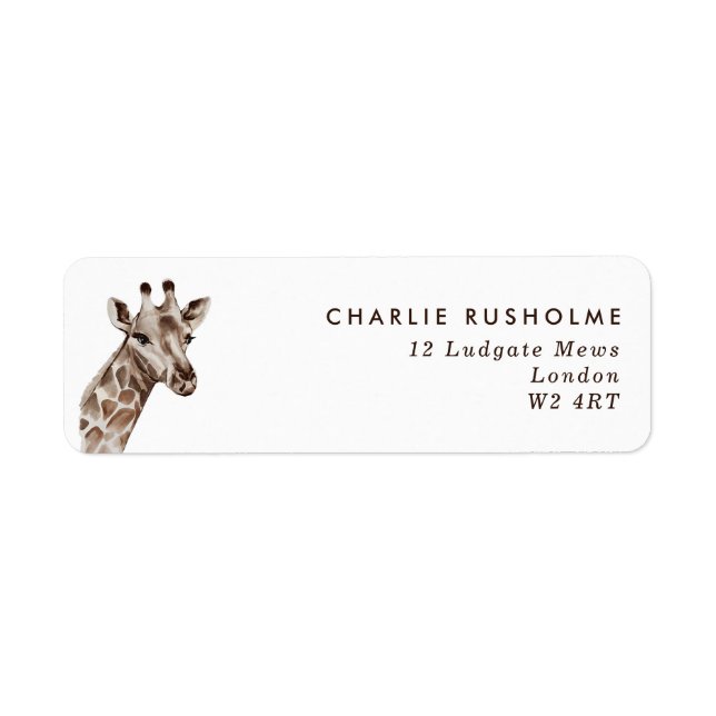Simple Modern Giraffe Personalized Return Address (Front)