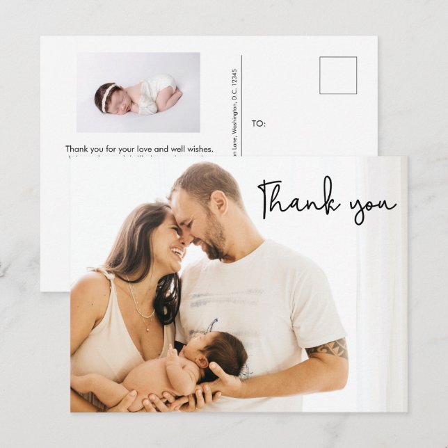 Simple modern girl baby shower thank you  postcard (Front/Back)