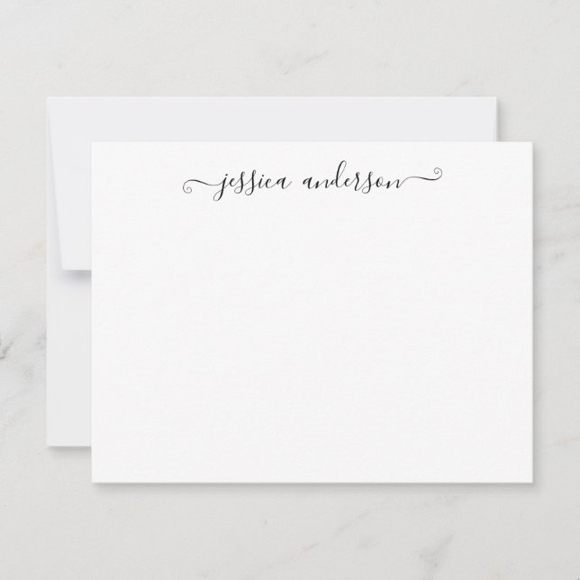 Simple Modern Girly Classic Black Grey Script Card (Front)