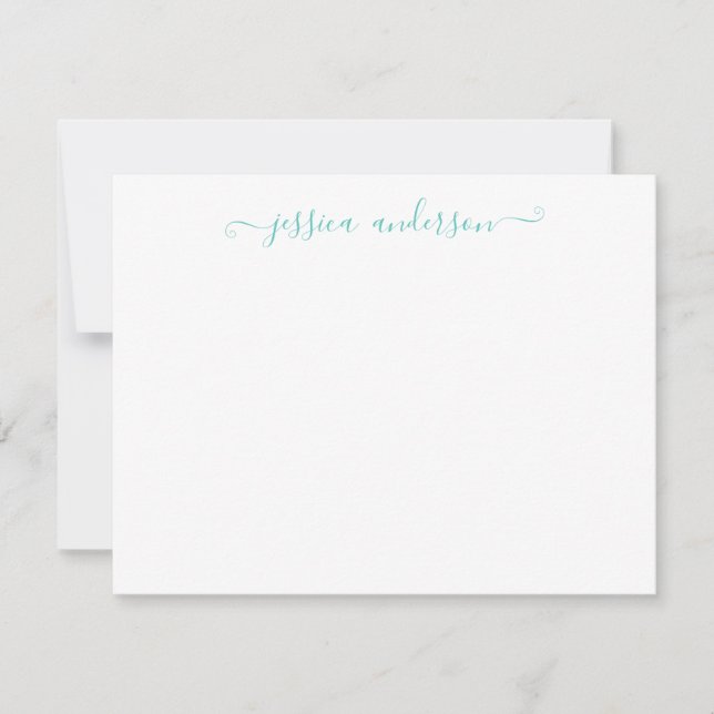 Simple Modern Girly Classic Blue Script Card (Front)