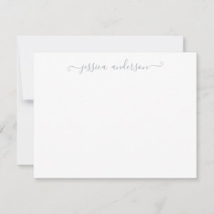 Simple Modern Girly Elegant Silver Grey Script Card