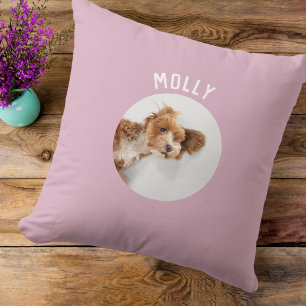Simple Modern Girly Pet Photo Personalised Cushion