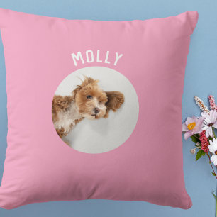 Simple Modern Girly Pet Photo Personalised Pink Cushion