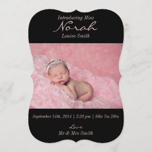 Simple Modern Girly Photo Birth Announcement