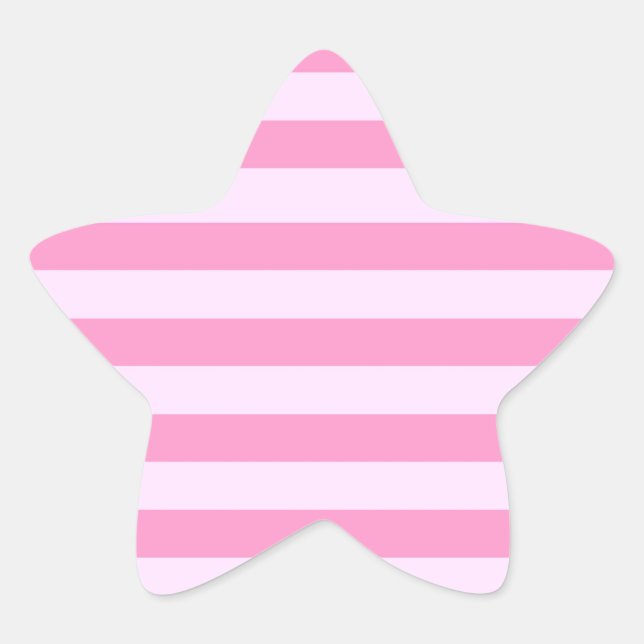 Simple Modern Girly Pink Stripe Pattern Star Sticker (Front)