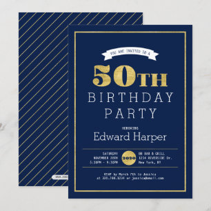 Simple Modern Gold 50th Birthday Party Invitation