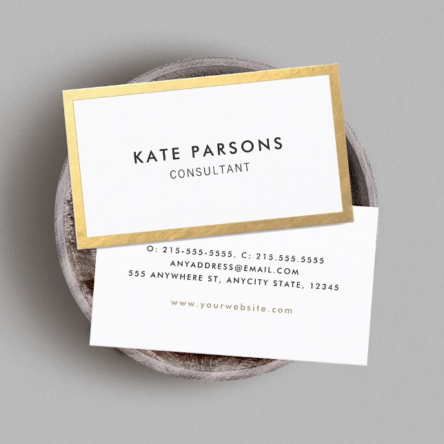 Simple Modern Gold Border  Business Card (Creator Uploaded)