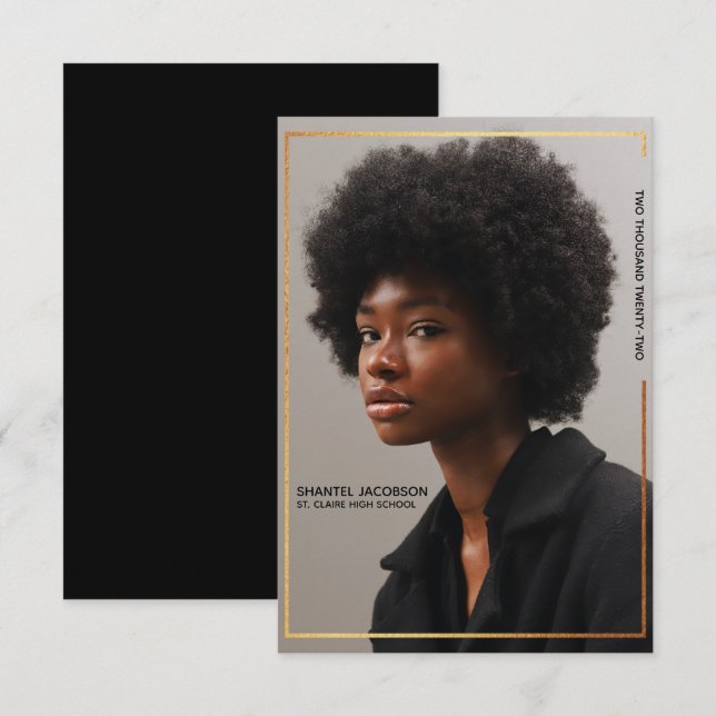 Simple Modern Gold Border Graduation Announcement (Front/Back)