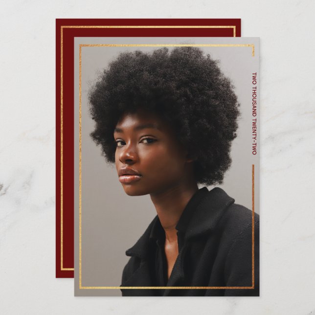 Simple Modern Gold Border Graduation Invitation (Front/Back)