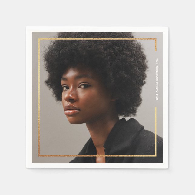 Simple Modern Gold Border Graduation Paper Napkin (Front)