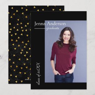 Simple Modern Gold Confetti -Grad Announcement