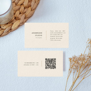 Simple Modern Gold Cream QR Code Business Card