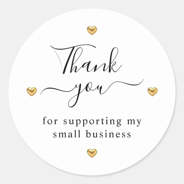 Simple Modern Gold Heart Classic Round Sticker (Front)