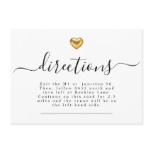 Simple Modern Gold Heart Wedding Directions
