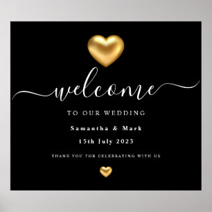 Simple Modern Gold Heart Wedding Poster