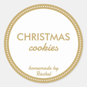 Simple Modern Gold Homemade Christmas Cookies Classic Round Sticker