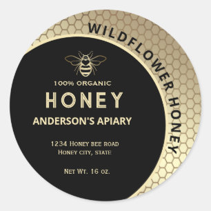 Simple Modern gold honey comb Classic Round Sticker
