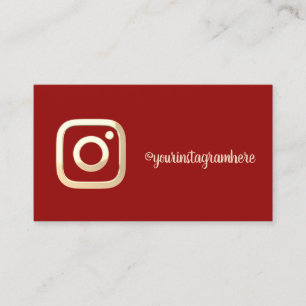 Simple Modern,Gold Instagram Social Media Red Business Card