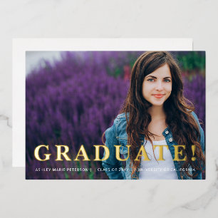 Simple Modern Gold Letters Photo Graduation