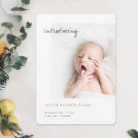 Simple Modern Gold Photo Boy or Girl Birth Announcement<br><div class="desc">This simply charming photo birth announcement flat card features a contemporary design that lets you easily customise it to suit your style. We've picked rounded corners as the default shape setting, but you can easily change the look to sharp corners, as that look also works wonderfully with this design. Partially...</div>