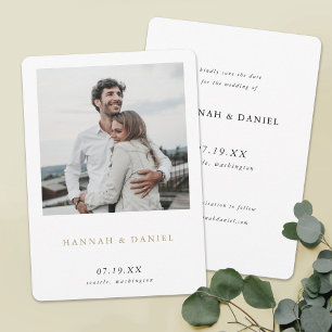 Simple Modern Gold Photo Save the Date