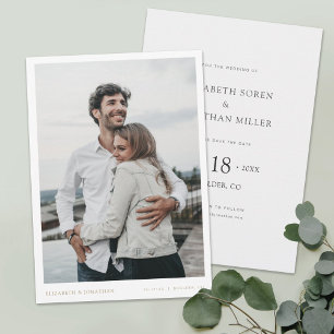 Simple Modern Gold Photo Wedding Save the Date Invitation