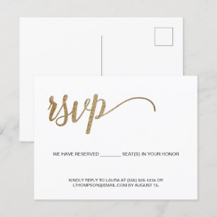 Simple Modern Gold RSVP no mailing Reserved Seat Postcard