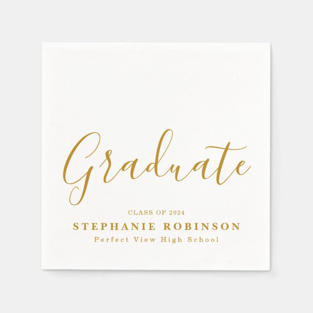  Simple Modern Gold Script Graduation Party Napkin (Front)