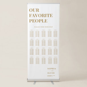 Simple Modern Gold Script Wedding Seating Chart Retractable Banner