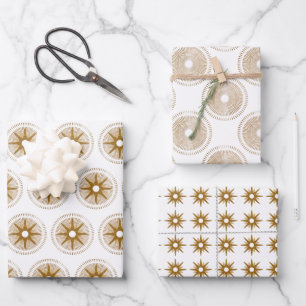 Simple Modern Gold Starburst Christmas Wrapping Paper Sheet