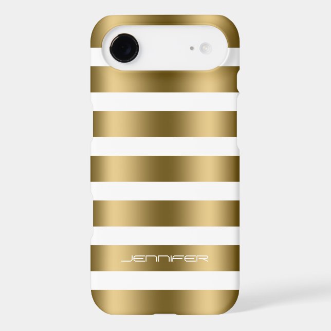 Simple Modern Gold Stripes On White Background Case-Mate iPhone Case (Back)